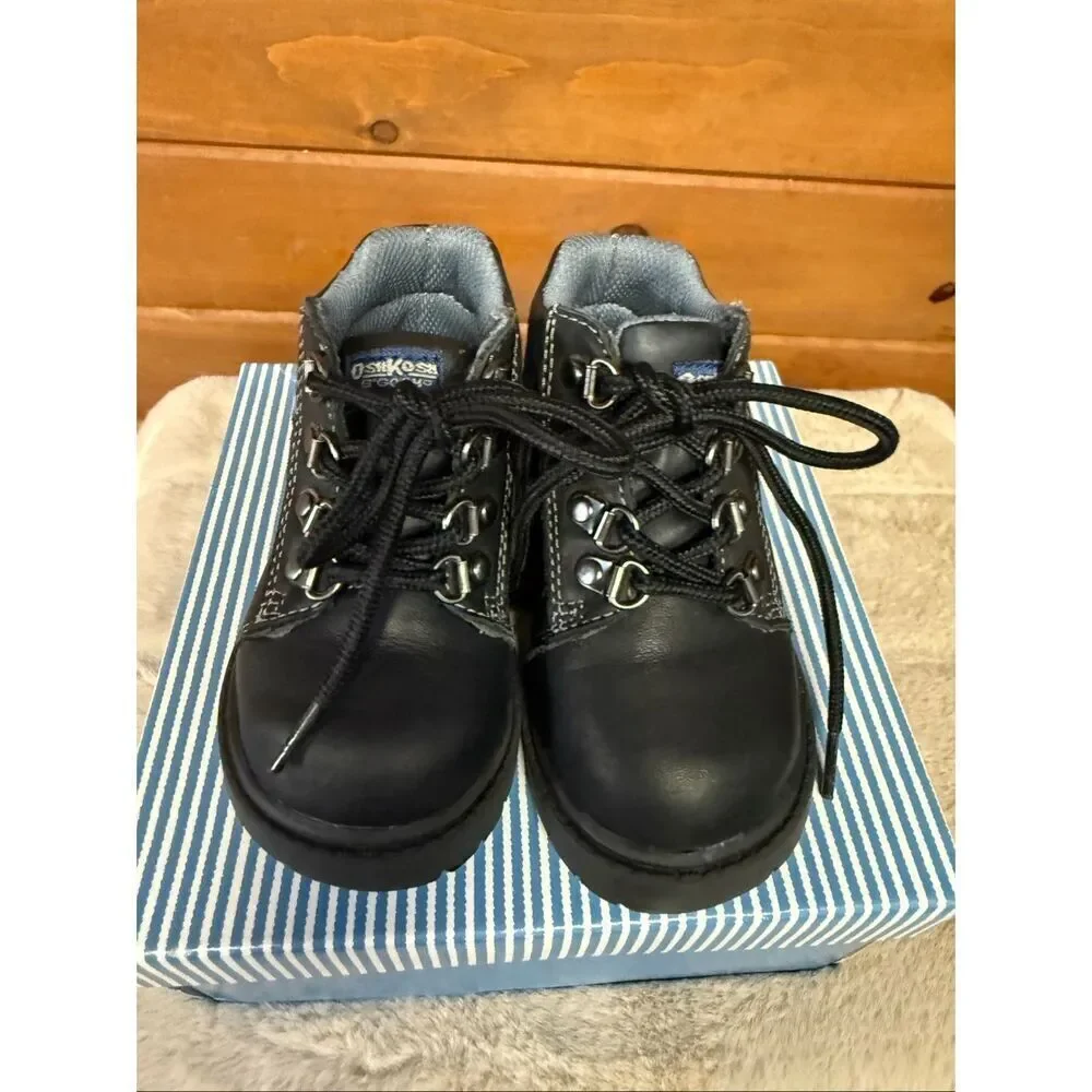 Osh Kosh Kenny Leather Boys Baby Boots Black Sz 6